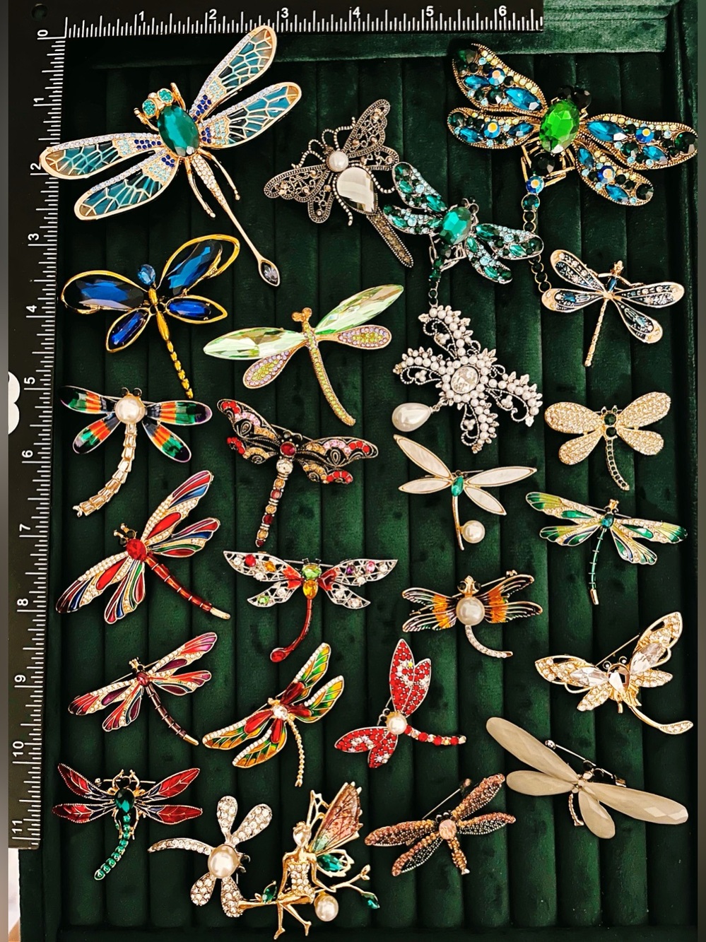Lot 25 Dragonfly Fairy Brooches Pins Enamel Crystal Rhinestone Mix